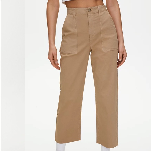 Size 0 Sunday Best Genevieve pant in navy. Cropped/ 25 inch inseam with raw hem - Picture 3 of 5